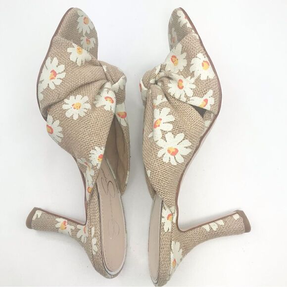 Jessica Simpson MAYXIE Floral Burlap Slip on Heeled Sandals - Picture 6 of 15